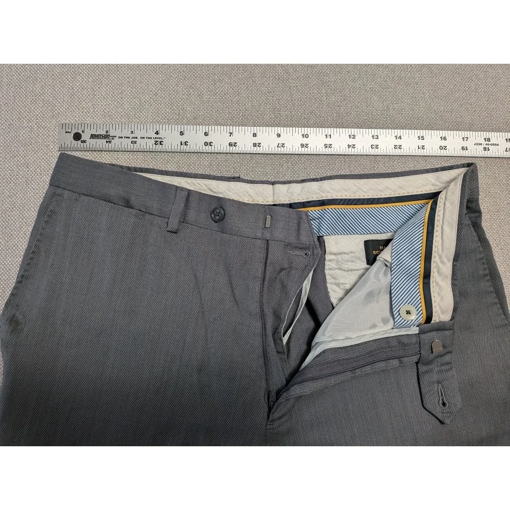 Hart Schaffner Marx Men's Gray 36x30 Wool Flat Front Dress Pants Trousers Office